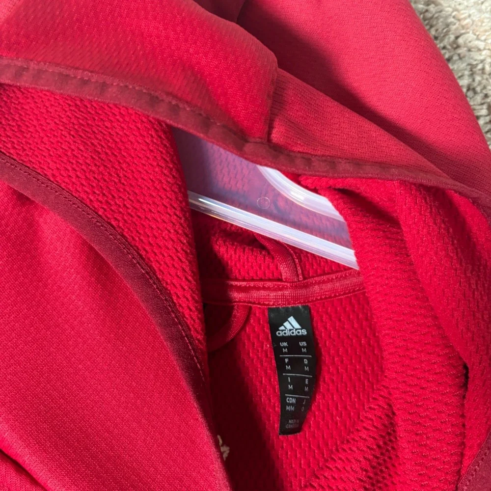 Adidas Mens ClimaWarm Scuba Hood Pullover Hoodie Red EI8380 Size Medium‎